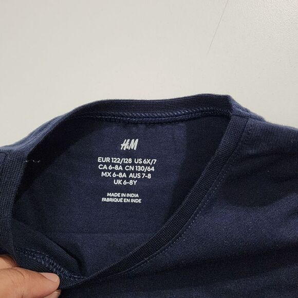 H&M Girls Long Sleeve Navy Dark Blue Shirt Size 6x NEW without Tags - Picture 2 of 3